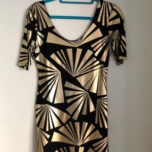 Bebe Bodycon Gold Dress, Size Small